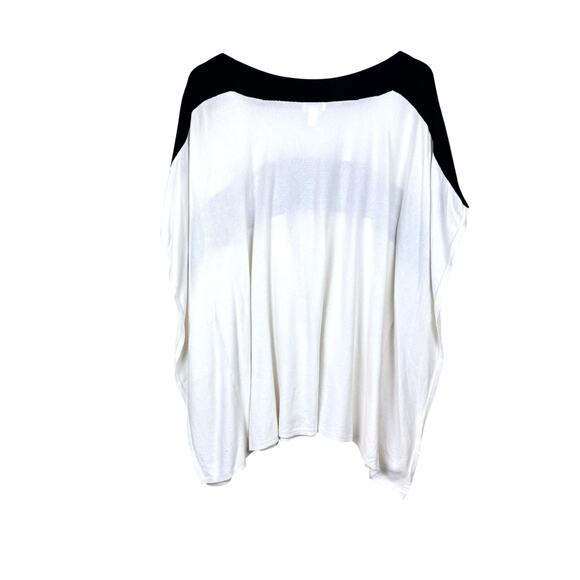 Chico's S/M Ivory Soft Knit Black Lace Pullover Poncho Oversized Layer Sweater - Picture 10 of 12